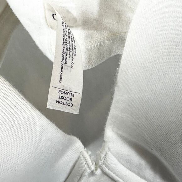 Cacique‎ Plus Size 44F Bra Cotton Boost Plunge Knit Stretch White Solid 865 - Picture 6 of 7